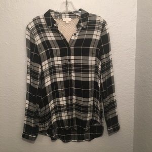 Charming Charlie Black/White Plaid Button Down